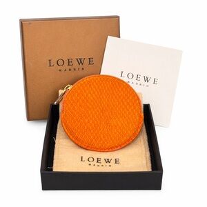 LOEWE Orange Python Embossed Zipper Coin Purse FULL INCLUSION